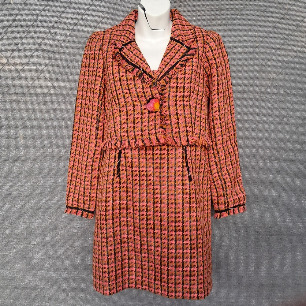 Anthropologie X Maeve Pink Tweed 2 Piece Dress Set Women's Size 2 NWT